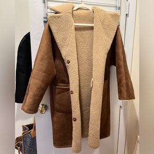 Reversible Mango Suede/Sherpa Coat